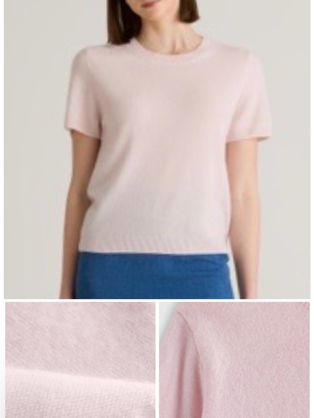 Quince 100% Mongolian Cashmere Sweater Tee Minimal Pink Small EUC